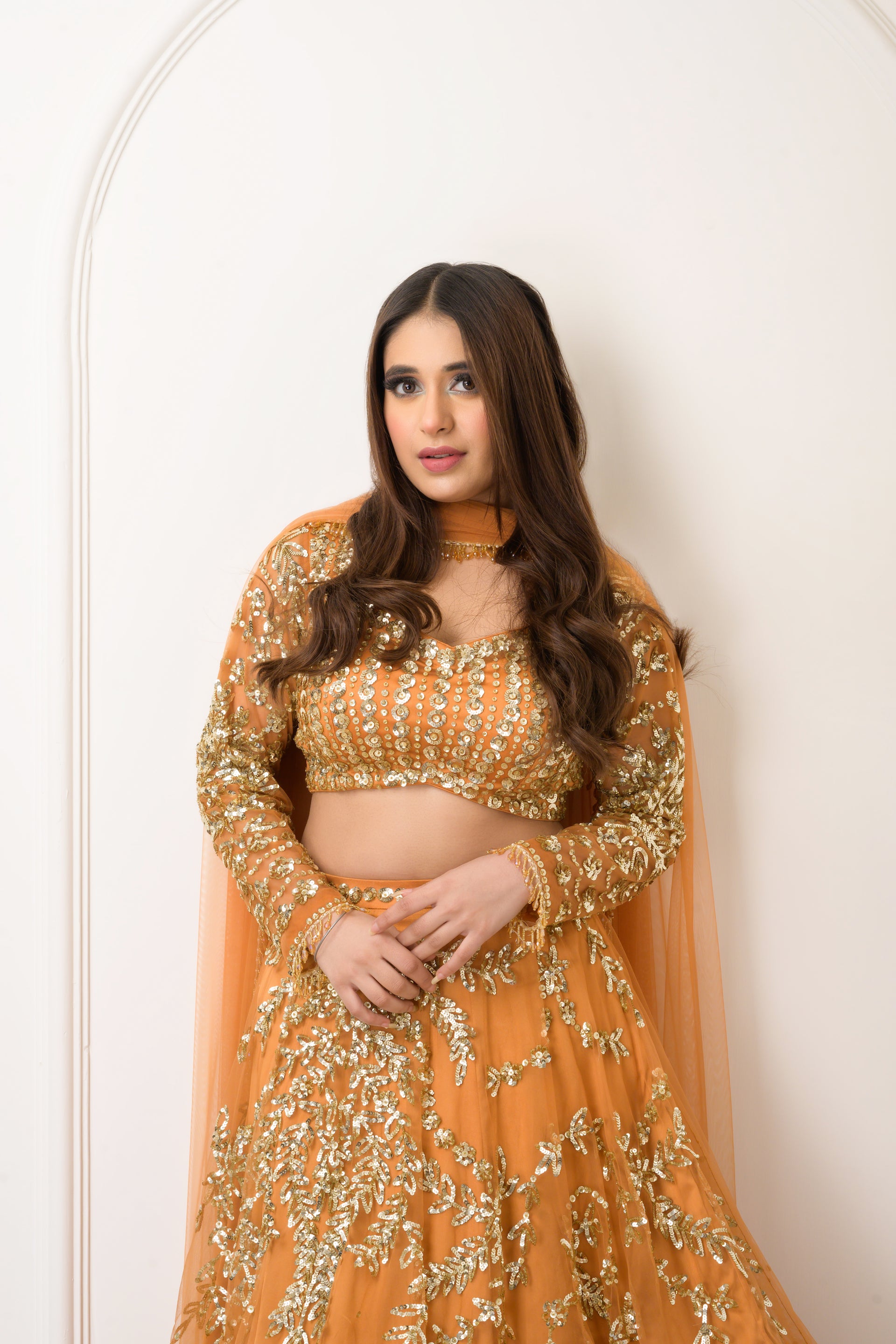Rust Golden Lehenga